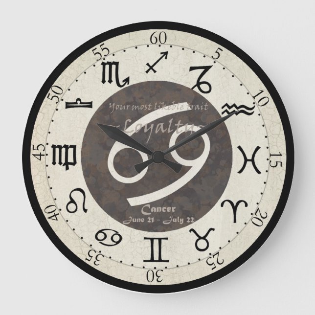 Zodiac Clock - Cancer Stor Klocka (Framsida)