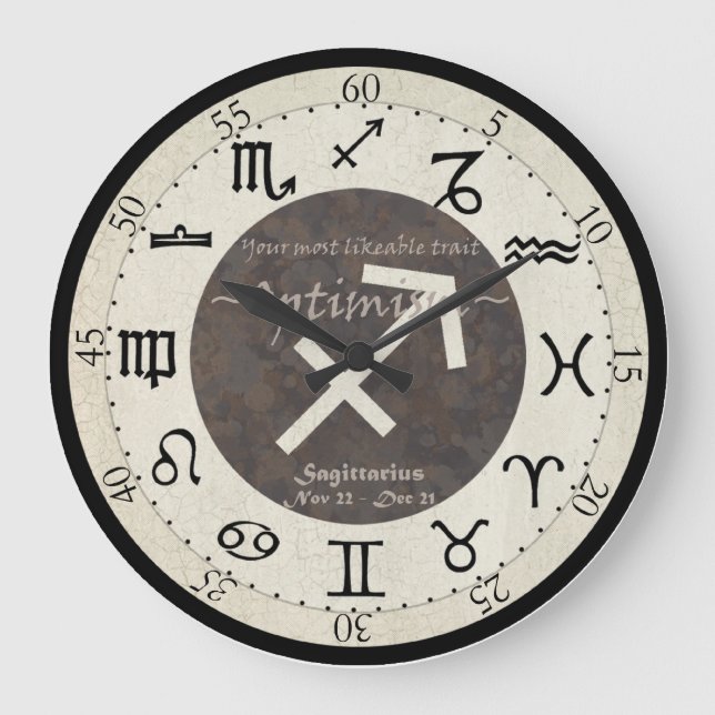 Zodiac Clock - Sagittarius Stor Klocka (Framsida)