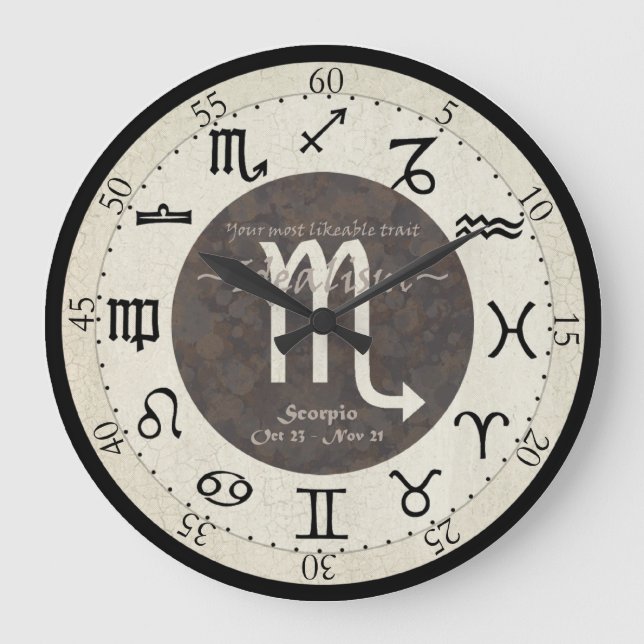 Zodiac Clock - Scorpio Stor Klocka (Framsida)