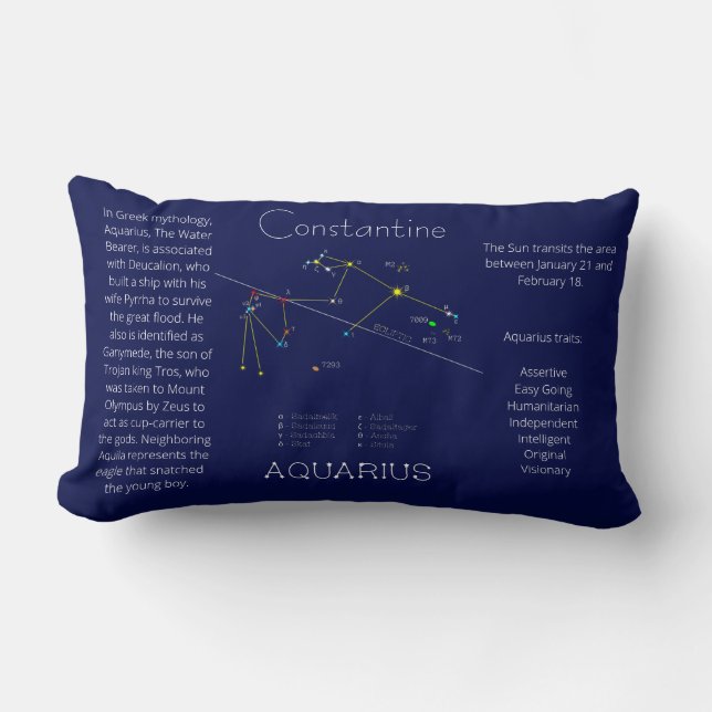 Zodiac Constellation Aquarius Funny Unik Lumbarkudde (Framsida)