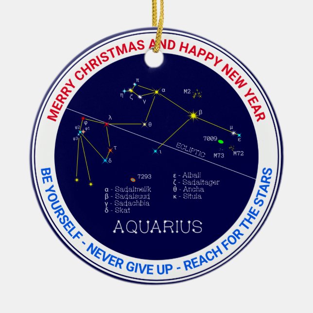 Zodiac Constellation Aquarius Julgransprydnad Keramik (Framsidan)