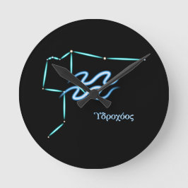 Zodiac Constellation Aquarius Round Clock Rund Klocka