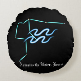 Zodiac Constellation Aquarius Round Pillow Rund Kudde