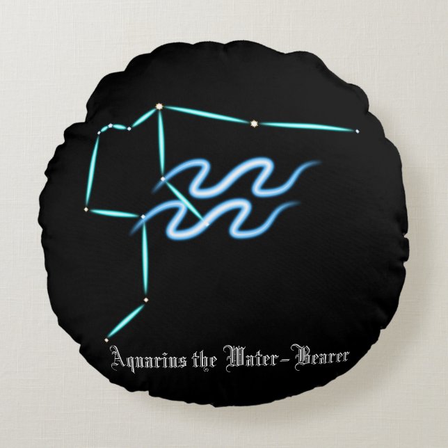 Zodiac Constellation Aquarius Round Pillow Rund Kudde (Framsidan)