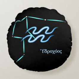 Zodiac Constellation Aquarius Round Pillow Rund Kudde