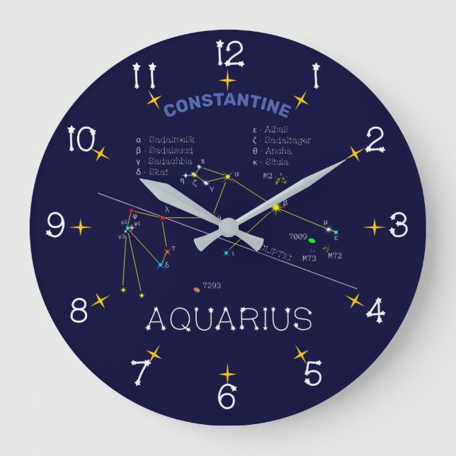 Zodiac Constellation Aquarius Stor Klocka (Framsida)