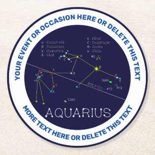 Zodiac Constellation Aquarius Underlägg Papper Rund