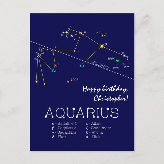 Zodiac Constellation Aquarius Vykort (Framsida)