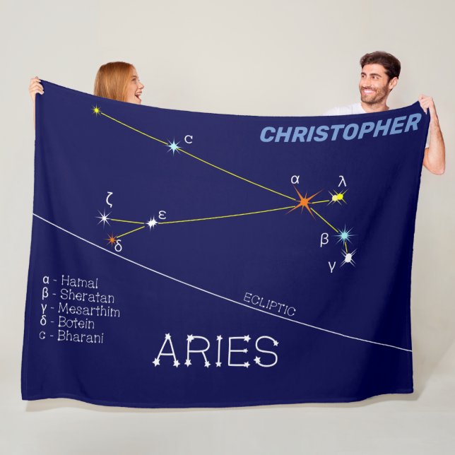 Zodiac Constellation Aries Fleecefilt (På plats)