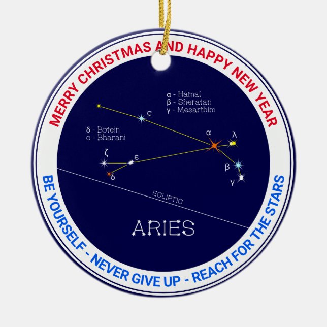 Zodiac Constellation Aries Julgransprydnad Keramik (Framsidan)