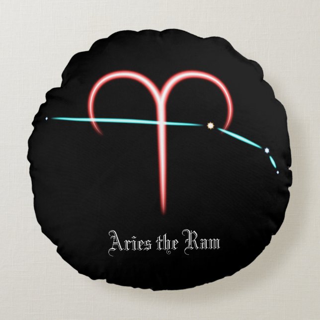Zodiac Constellation Aries Round Pillow Rund Kudde (Framsidan)