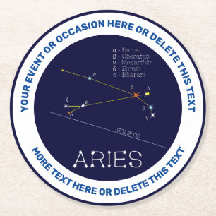 Zodiac Constellation Aries Underlägg Papper Rund