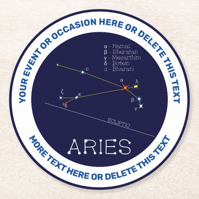 Zodiac Constellation Aries Underlägg Papper Rund (Framsidan)