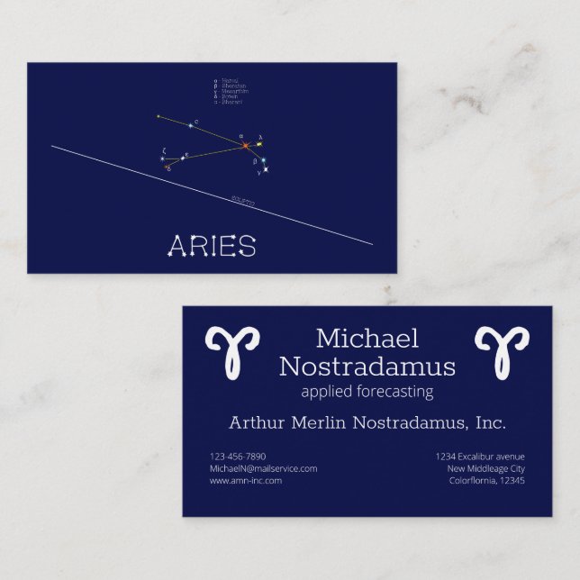 Zodiac Constellation Aries Visitkort (Fram/baksida)
