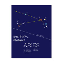 Zodiac Constellation Aries-vykort