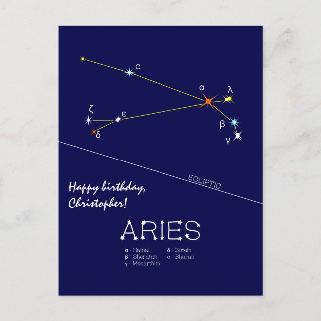 Zodiac Constellation Aries-vykort Vykort (Framsida)