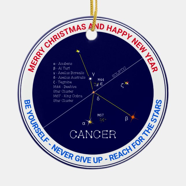 Zodiac Constellation Cancer Julgransprydnad Keramik (Framsidan)