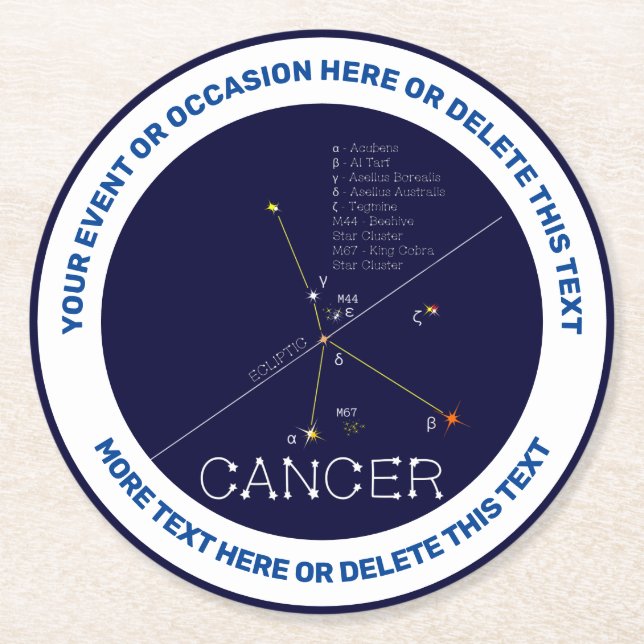 Zodiac Constellation Cancer Underlägg Papper Rund (Framsidan)