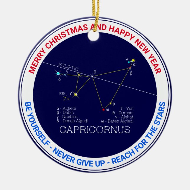 Zodiac Constellation Capricornus Julgransprydnad Keramik (Framsidan)
