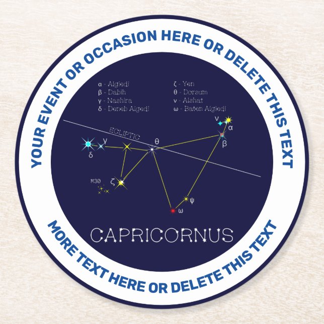 Zodiac Constellation Capricornus Underlägg Papper Rund (Framsidan)