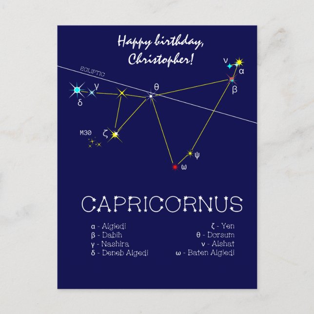 Zodiac Constellation Capricornus Vykort (Framsida)
