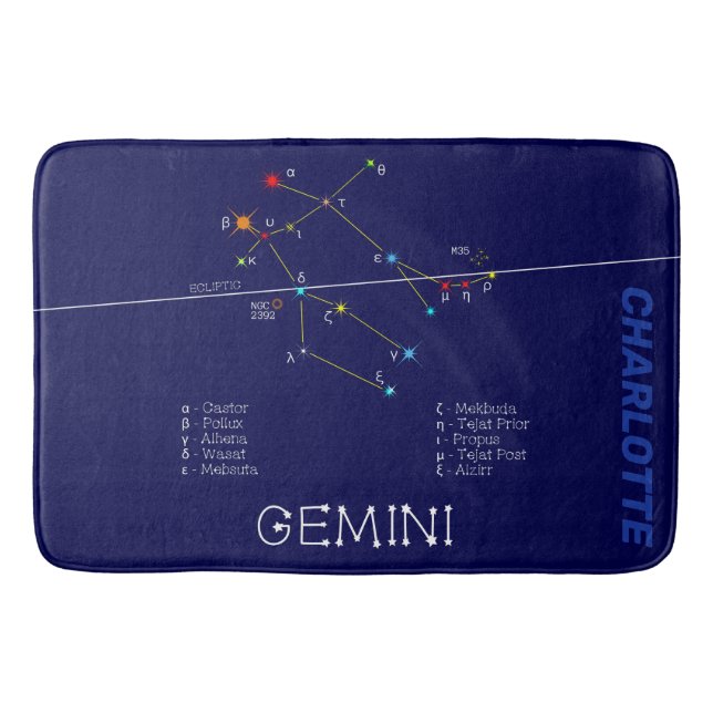 Zodiac Constellation Gemini Badrumsmatta (Framsidan)