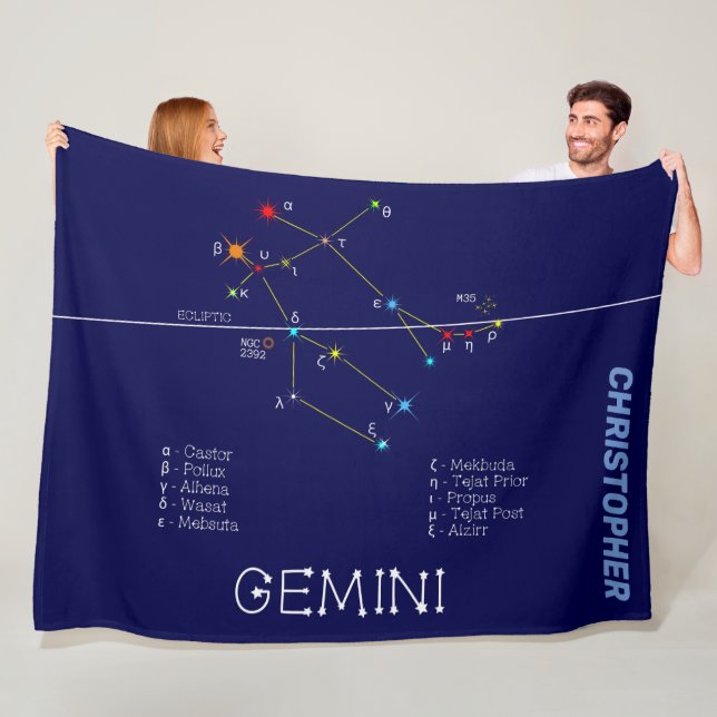 Zodiac Constellation Gemini Fleecefilt (På plats)