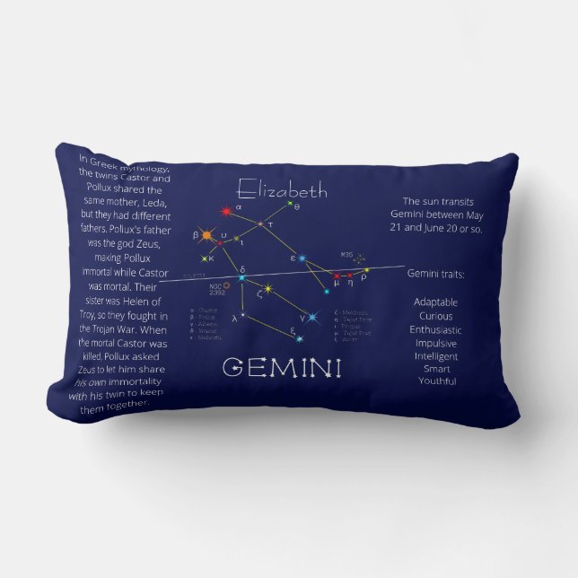 Zodiac Constellation Gemini Funny Unik Lumbarkudde (Framsida)