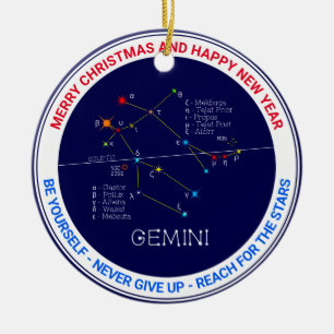 Zodiac Constellation Gemini Julgransprydnad Keramik
