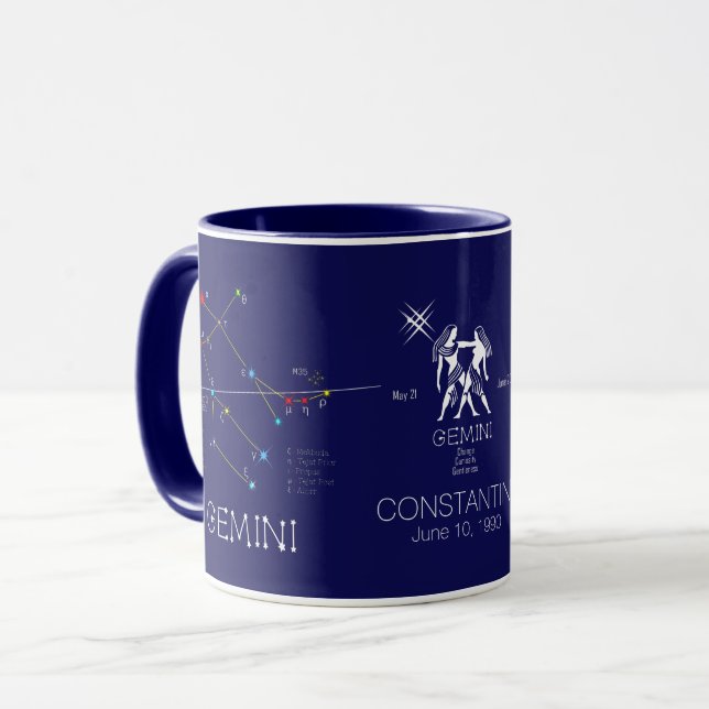 Zodiac Constellation Gemini Mugg (Framsida vänster)