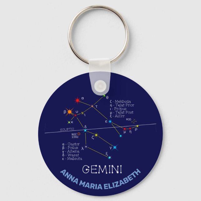 Zodiac Constellation Gemini Nyckelring (Framsida)