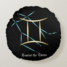 Zodiac Constellation Gemini Round Pillow Rund Kudde