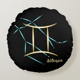 Zodiac Constellation Gemini Round Pillow Rund Kudde