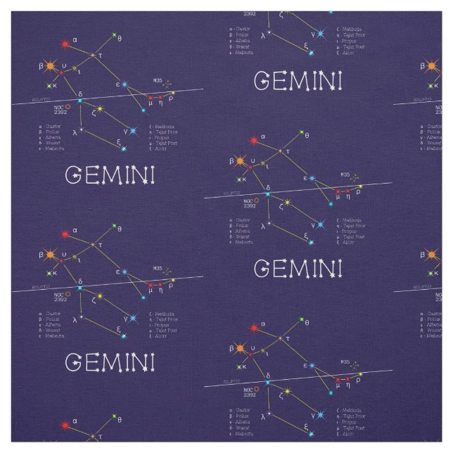 Zodiac Constellation Gemini Tyg (Provkarta)