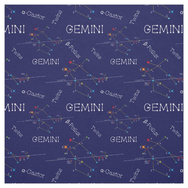 Zodiac Constellation Gemini Tyg (Provkarta)