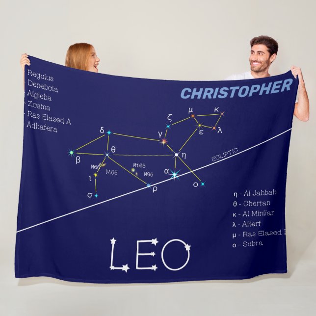 Zodiac Constellation Leo Fleecefilt (På plats)
