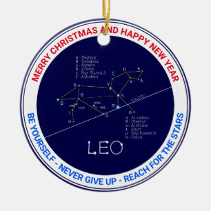 Zodiac Constellation Leo Julgransprydnad Keramik