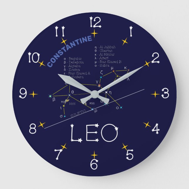 Zodiac Constellation Leo Stor Klocka (Framsida)