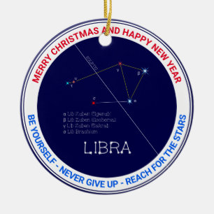 Zodiac Constellation Libra Julgransprydnad Keramik