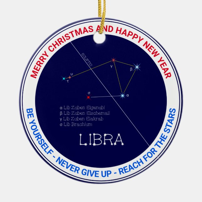 Zodiac Constellation Libra Julgransprydnad Keramik (Framsidan)