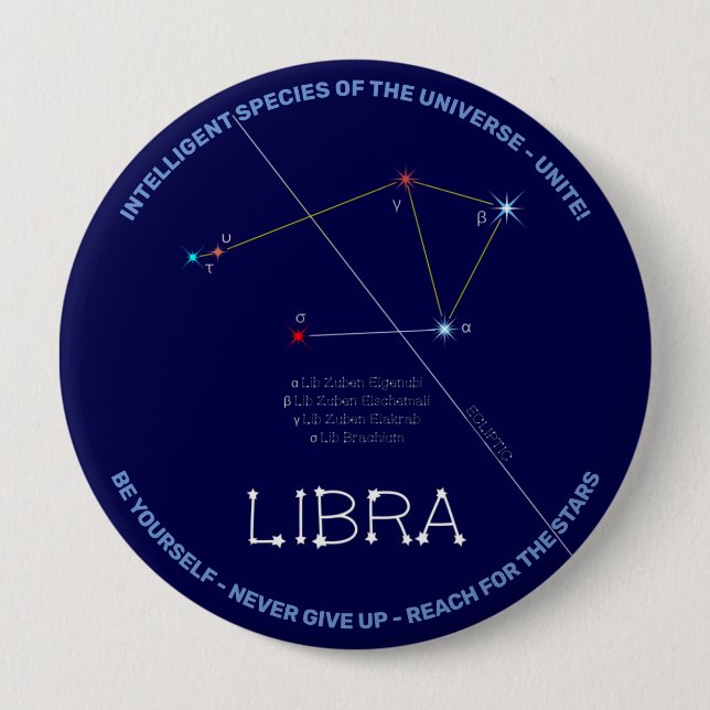Zodiac Constellation Libra Knapp (Framsida)