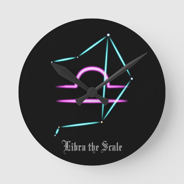 Zodiac Constellation Libra Round Clock Rund Klocka (Framsida)