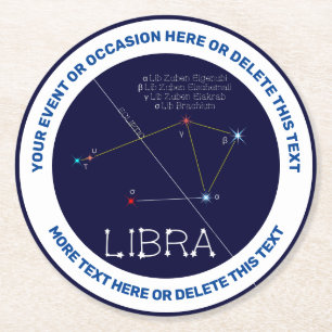 Zodiac Constellation Libra Underlägg Papper Rund