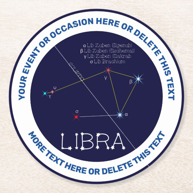 Zodiac Constellation Libra Underlägg Papper Rund (Framsidan)