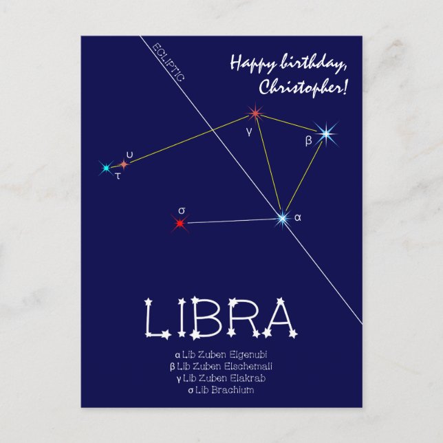 Zodiac Constellation Libra Vykort (Framsida)
