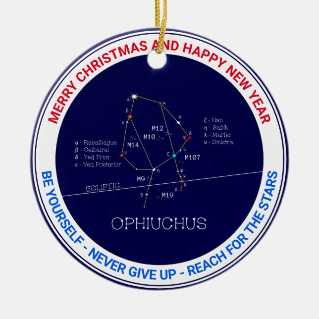 Zodiac Constellation Ophiuchus Julgransprydnad Keramik (Framsidan)