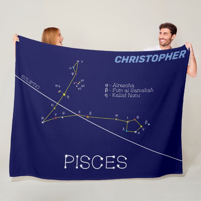Zodiac Constellation Pisces Fleecefilt (På plats)