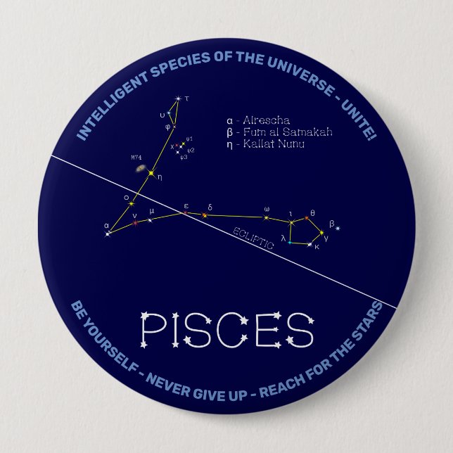 Zodiac Constellation Pisces Knapp (Framsida)