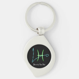 Zodiac Constellation Pisces Metall Keychain Swirl Silverfärgad Nyckelring