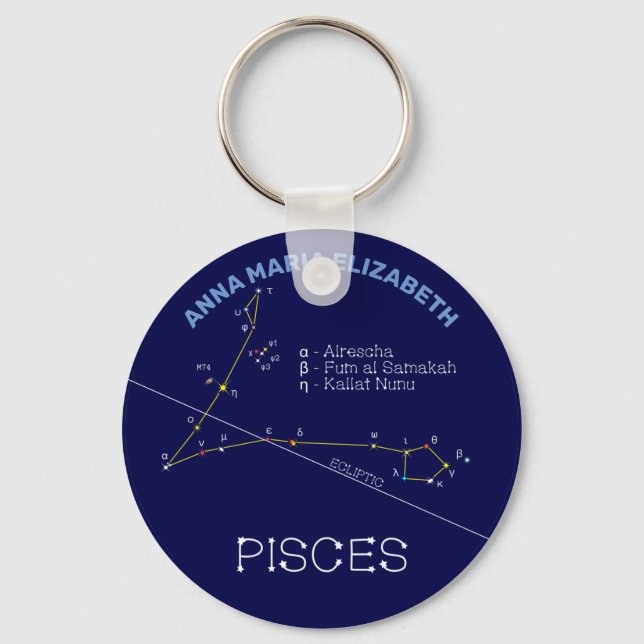 Zodiac Constellation Pisces Nyckelring (Framsida)